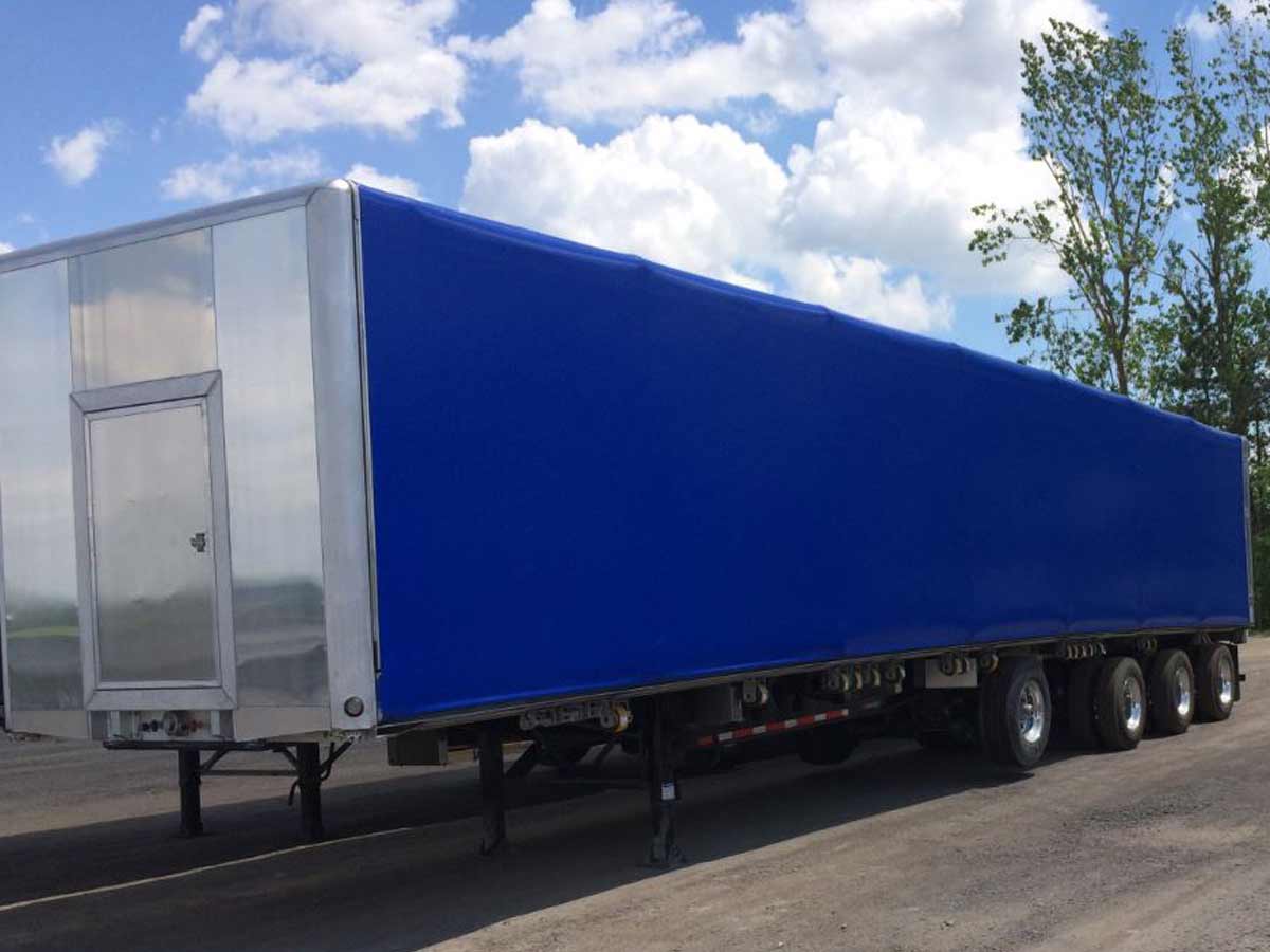 blue transport trailer